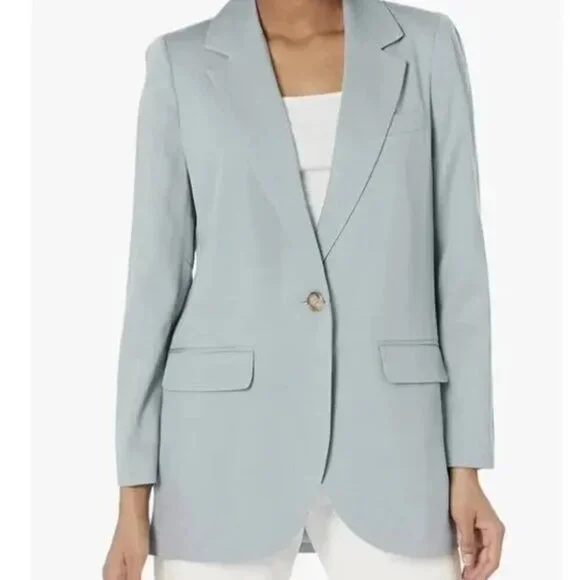 Madewell Larsen Blazer Jacket in Drapeweave Overcast Blue (Large)