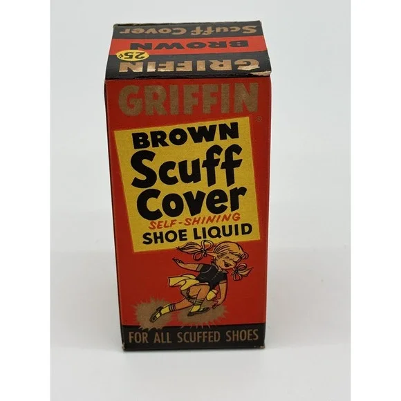 Vintage NOS Shoe Polish GRIFFIN Brown Scuff Cover - Great TV or‎ Photo Prop