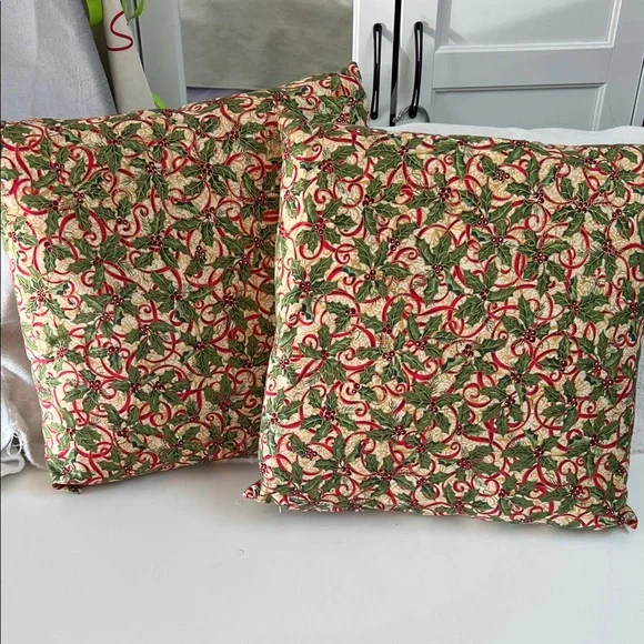 Handcrafted Festive Green and Red Decorative Pillows