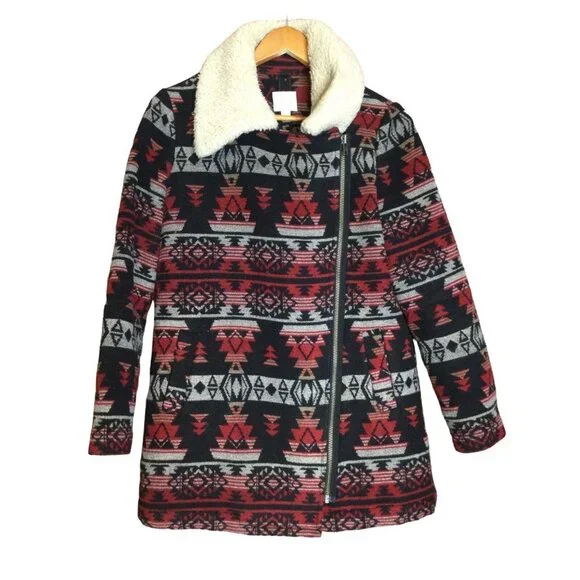 Sun & Shadow Women's Western Print Blend Jacket Long Sleeve Collared SZ Medium