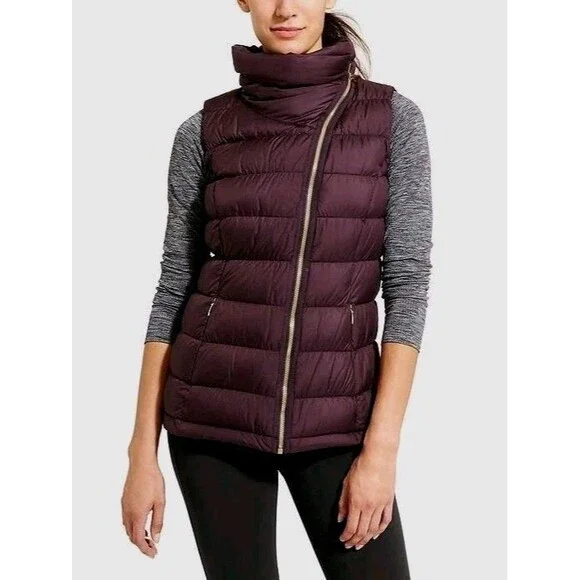 Workshop Puffy Vest Womens Medium Purple Quilted Asymmetric Fall Winter Gorpcore