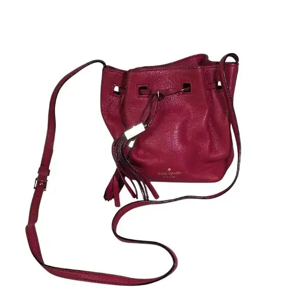 Kate Spade New York Red Leather Bucket Crossbody Bag