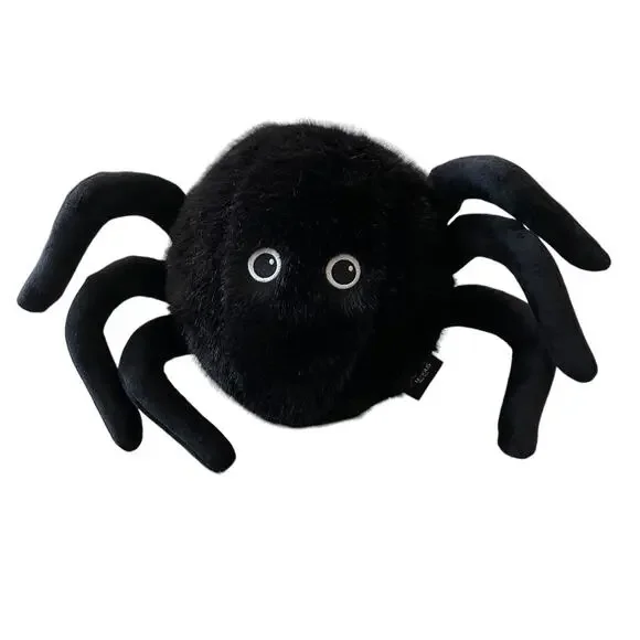 Cynthia Rowley Halloween Spider Pillow Black Faux Fur Spooky NEW