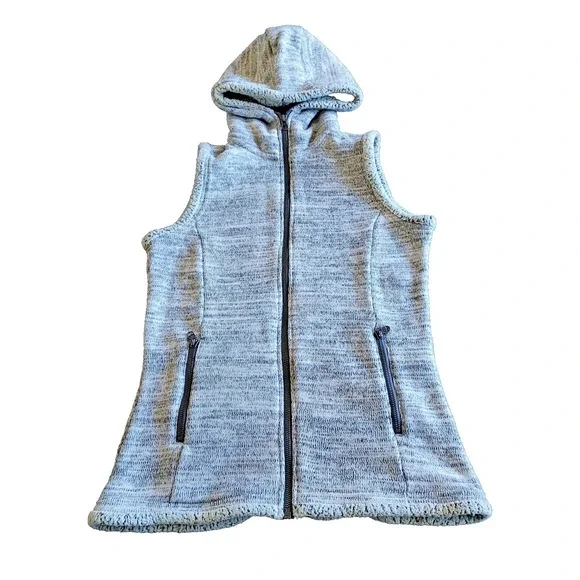 Kuhl Vest Alaska Women's Small Heather Grey Sherpa Sleeveless Full Zip Hooded‎