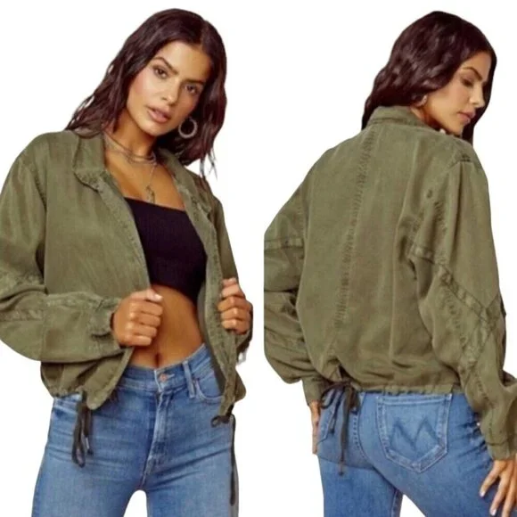 Young Fabulous & Broke Cara Military Green Lightweight Bomber Jacket Size M