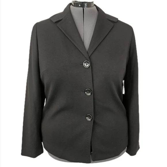 Coldwater Creek Black Ponte Blazer Women's 18 Office Business Casual Stretch