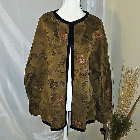 So Aida! Bird print jacket open front vintage m/l friends phoebe ✨️i0