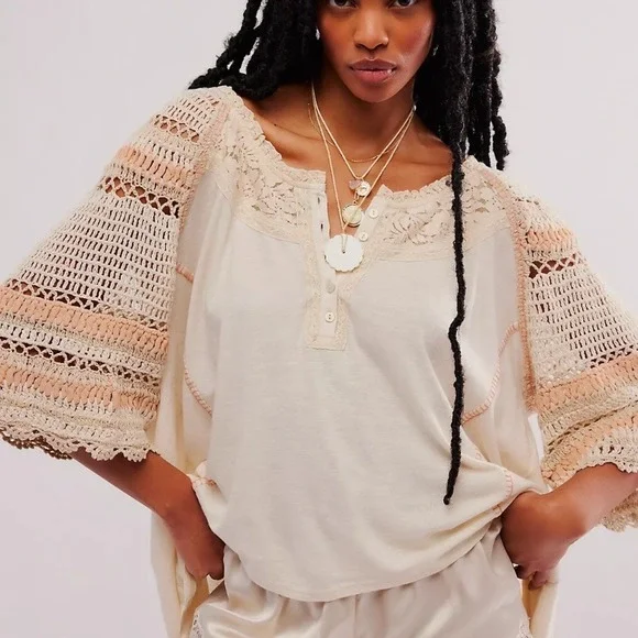 Free People Crochet Me Pullover Size Small NWT