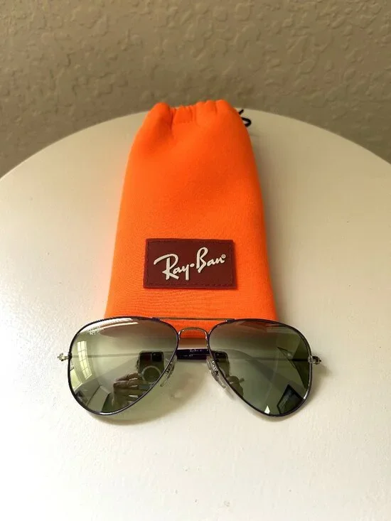 Girls Ray Ban Silver & Purple Framed Aviator Sunglasses