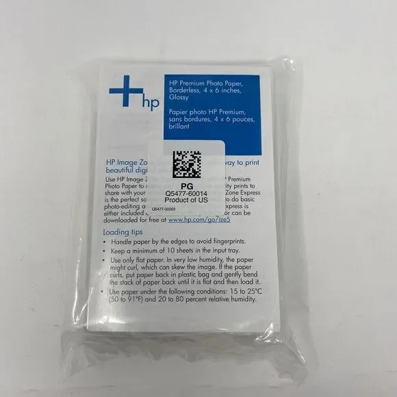 100 ct HP Photo‎ Creations Premium Glossy 4x6 Borderless Photo Paper Q5477-60014