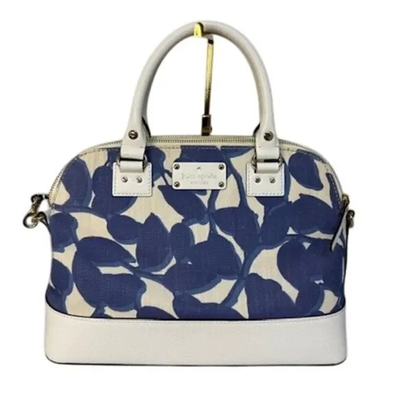 Kate Spade Wellesley Small Rachelle Leather Crossbody Satchel Hyacinth Leaves