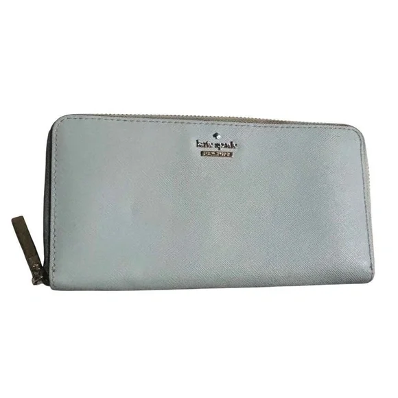 Kate Spade Cameron Street Island Waters‎ Lacey Leather Wallet Gray-Blue Color