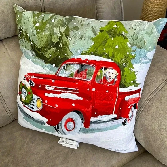 🔴 CLEARANCE BUNDLE OF 7 RED TRUCK CHRISTMAS HOLIDAY PILLOW ORNAMENT PLACEMAT