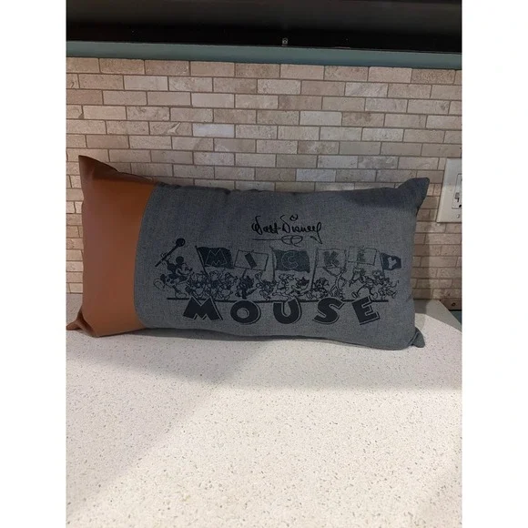 Disney 100 Years‎ Mickey Mouse Faux Leather Throw Pillow