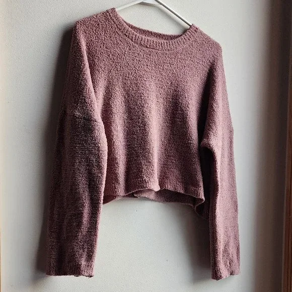 Sincerely Jules Mauve Long Sleeve Crop Top Size Small