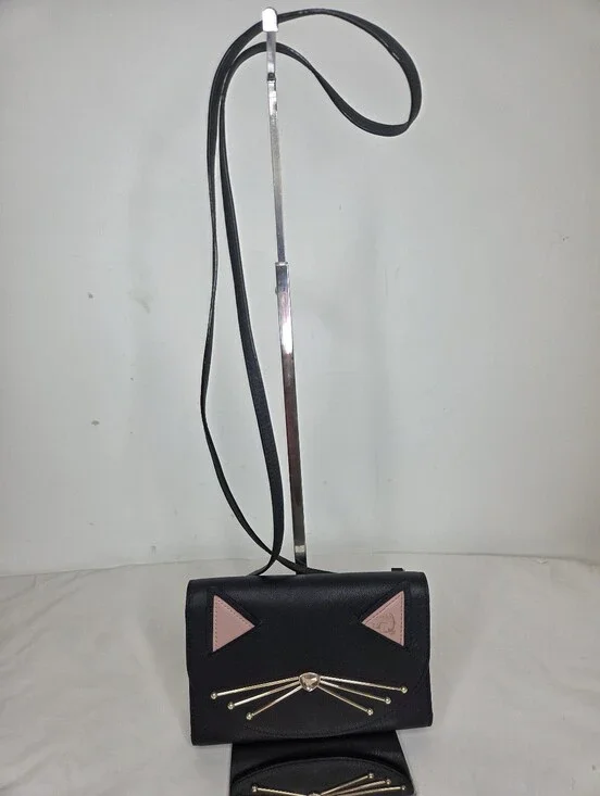 Kate Spade NY Winni Jazz Things Up Cat Leather Wallet Crossbody Clutch Bag