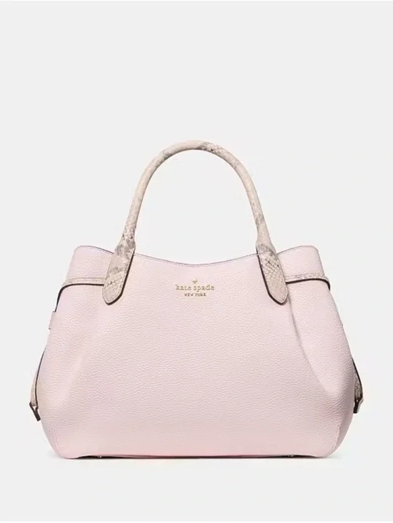 Kate Spade Dumpling Snake Embossed Large Satchel Bag Shimmer Pink