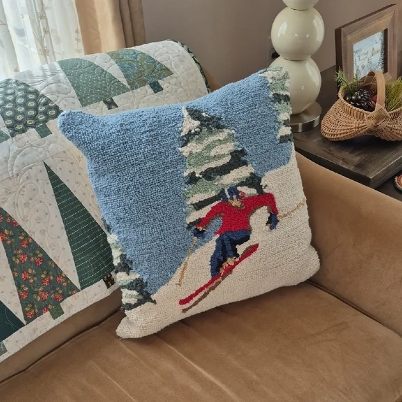 Winter Skiing Decorative Pillow