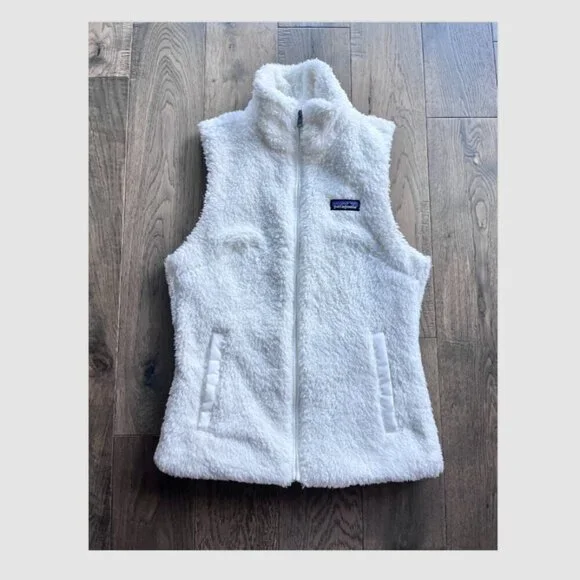 Patagonia Los Gatos Fleece Vest White Zip Front Sleeveless Jacket Womens Size XS