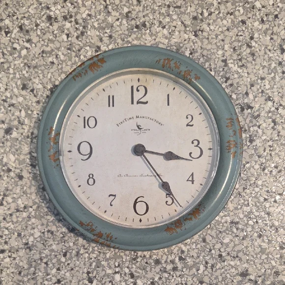 Vintage Style FirsTime Manufactory Wall Clock in Distressed Blue
