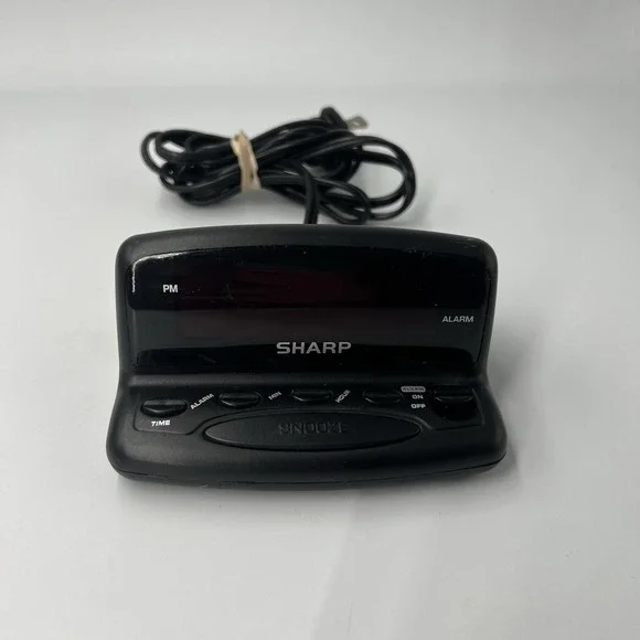 ✨Sharp Digital Alarm Clock w/Snooze RED LED‎ Lighting Model SPC026 (Black Color)