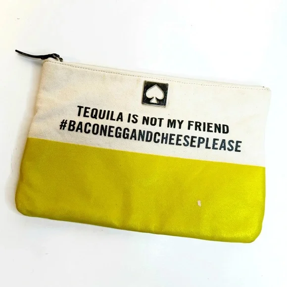 Kate Spade |‎ RARE Gia Call To Action Tequila Is Not My Friend Pouch Clutch