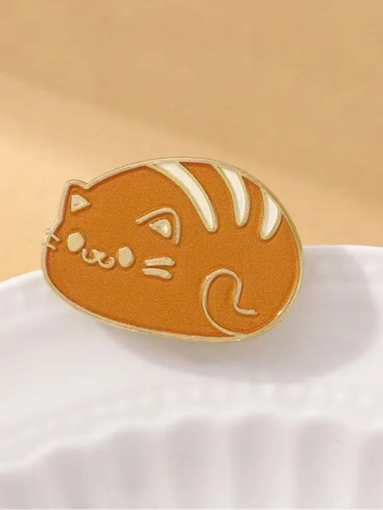Orange Cat Enamel Pin - Cute Cat Brooch for Cat Lovers