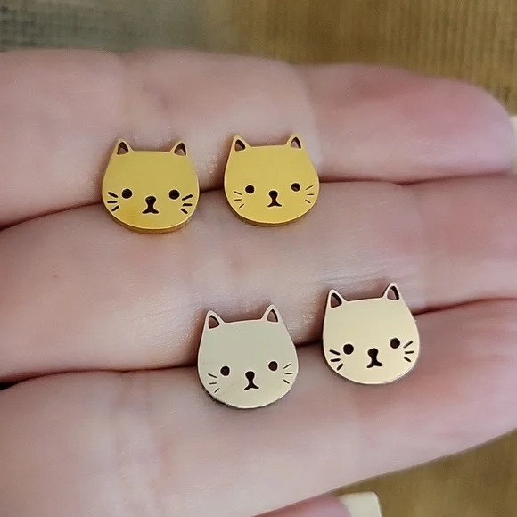 CAT STUD EARRINGS, Choice of Color