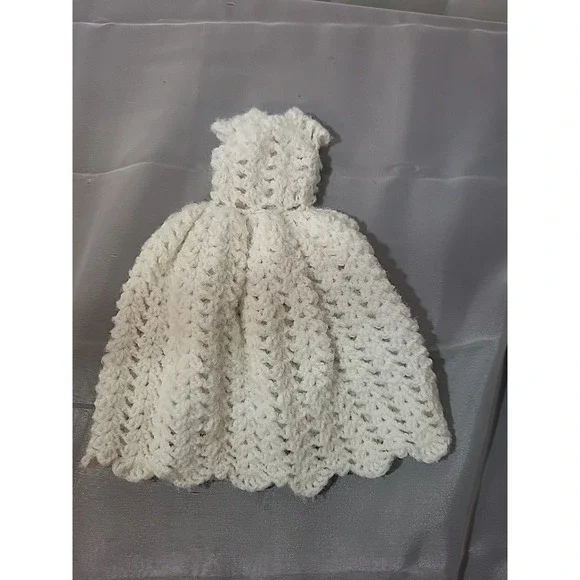 Vintage Barbie‎ Doll Crochet Knit Dress White Clothes