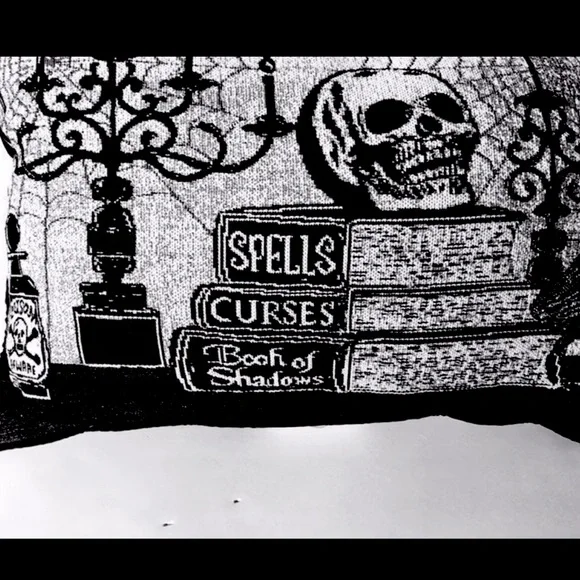 Halloween Skull Pillow Candlelabra Poison Spell Books Black