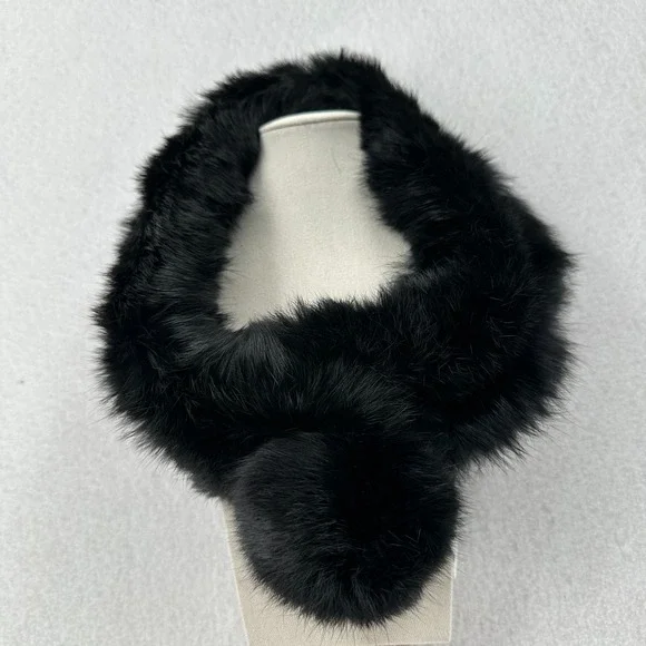 VTG‎ 1960s Adjustable Fur Collar Scarf Black One Size Beautiful Soft Old Money