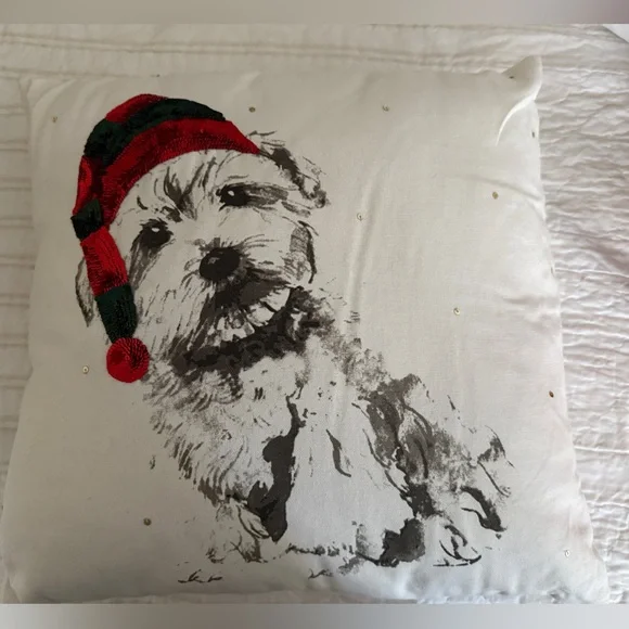 Holiday dog pillow with sequins