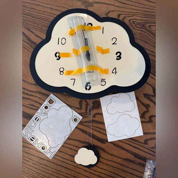 Modern Black and Cream Cloud Pendulum Wall Clock