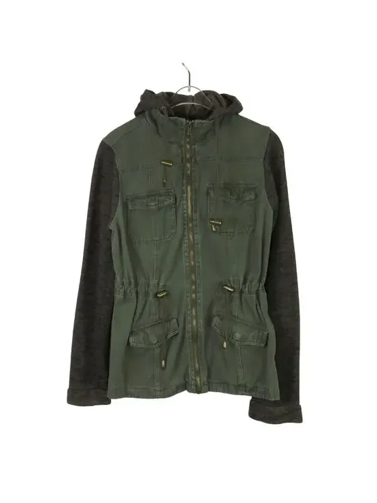Charlotte Russe Green Military Jacket Hooded Utility Jacket Medium Casual