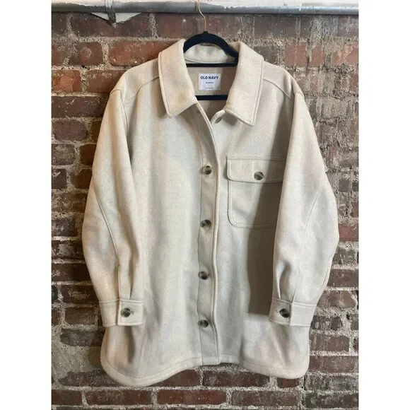 OLD NAVY • Oatmeal Cream Beige Flannel Shacket • Ladies XL Petite