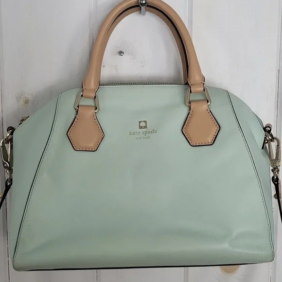 Kate Spade Mint & Taupe Pippa Crossbody Top Handle Bag