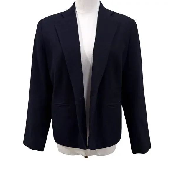 Adolfo Studio Navy Blue Women Wool Blazer Tailored 2p Office Corporate Workwear