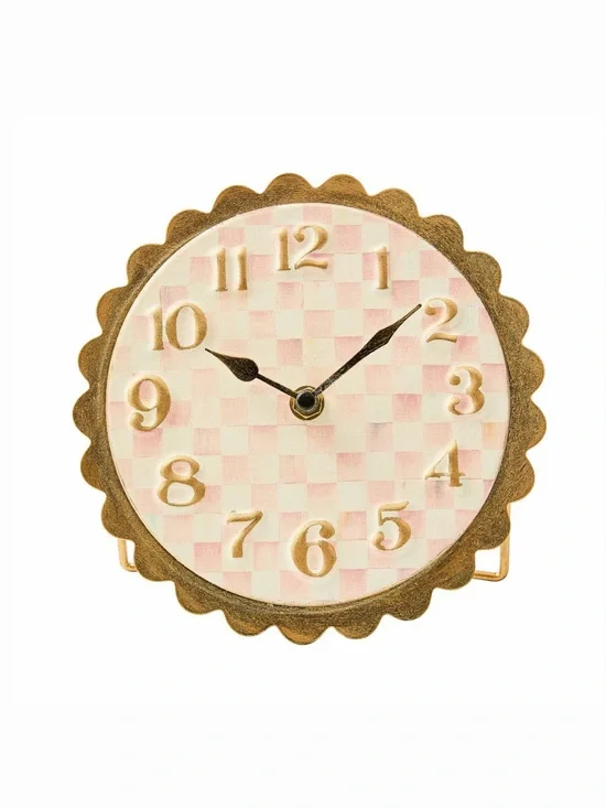 MacKenzie-Childs Rosy Check Scalloped Desk Clock