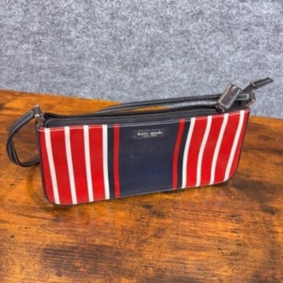 Kate Spade Striped‎ Baguette Bag Preppy Yacht Club Coastal Vacation Y2K Nautical