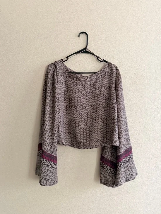 Free People Crop Bell Sleeve Blouse