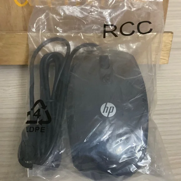 HP mouse USB optical scroller jack black new!