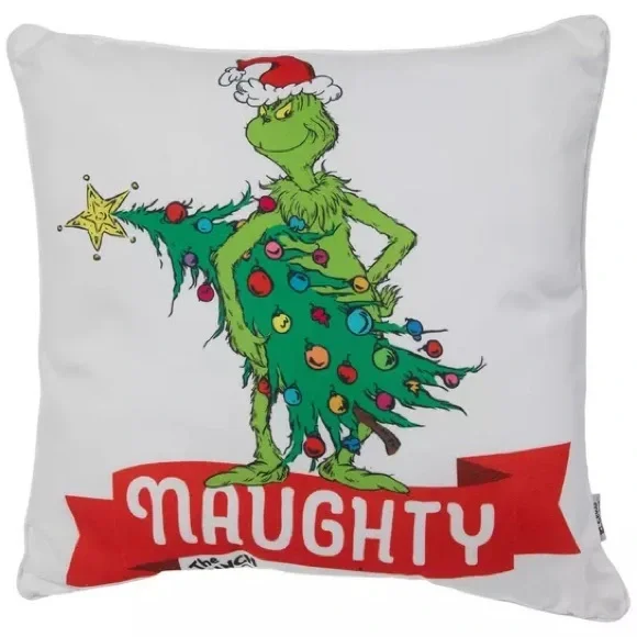 The Grinch & Max Reversible Christmas Pillows Naughty/Nice Set, Double Sided NWT