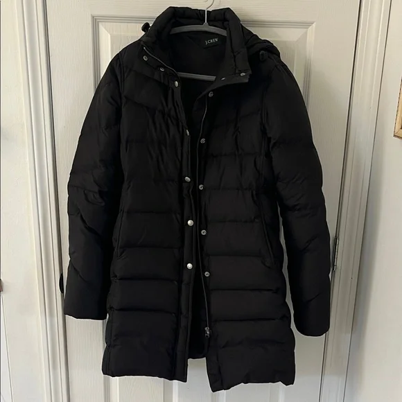 J. Crew Black Quilted Puffer Coat