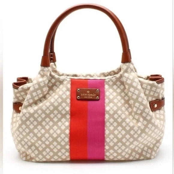 EUC Kate Spade New York Beige/Brown Canvas and Leather Stevie Bag