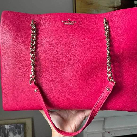 NWT Kate Spade Emerson Phoebe Berry Pink Large Tote Pebbled Leather Shoulder bag