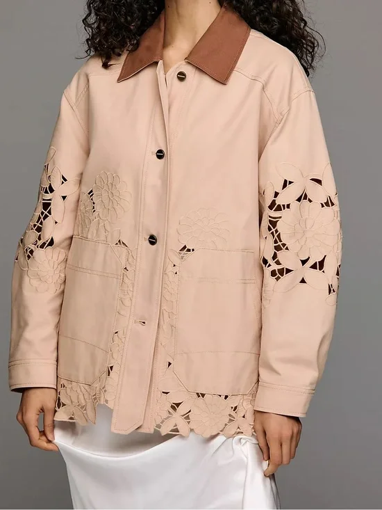 NWOT By Anthropologie Cotton Floral Cutwork Barn Jacket Size XL