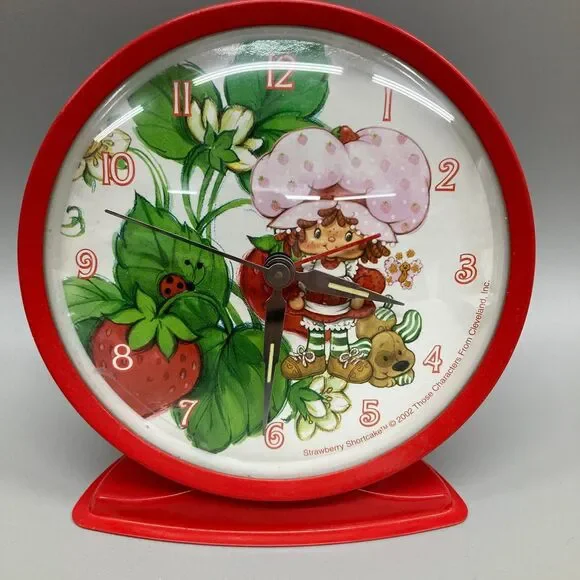 Vintage 2002 Strawberry Shortcake Metal Tabletop Clock  5