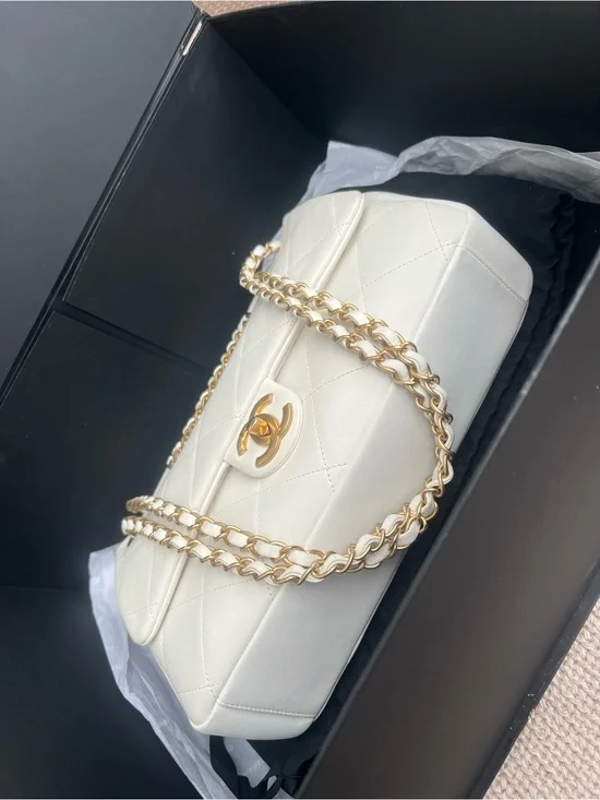 Chanel A Real Catch Flap Bag Leather Large Jumbo Size