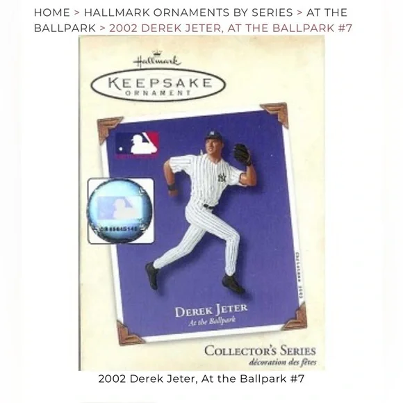 2002 Hallmark Keepsake Ornament featuring Derek Jeter