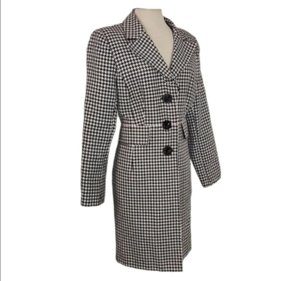 Isabella Suits Coat Houndstooth Black Plus Size 14